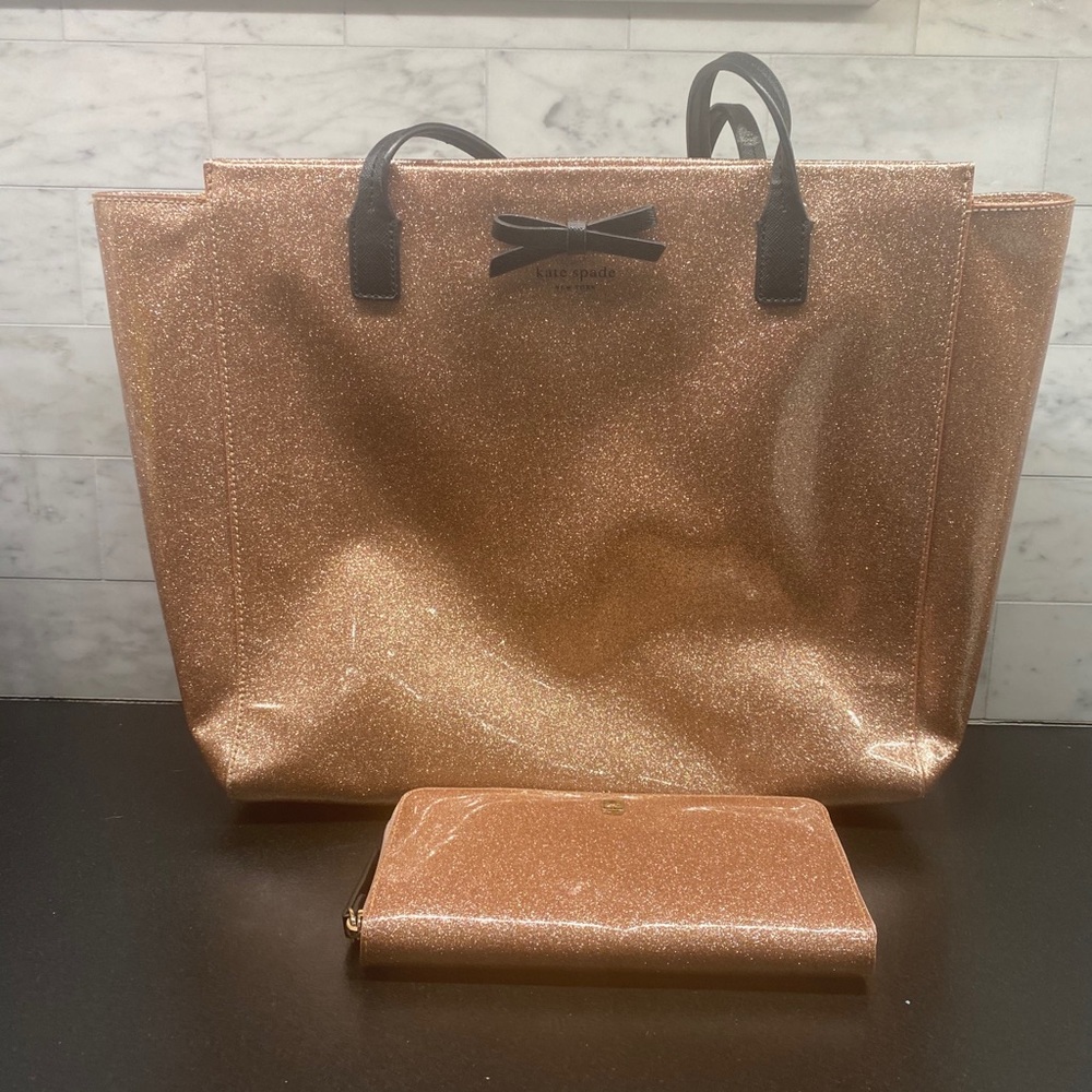 RARE! Authentic Kate Spade Glitter tote and wallet